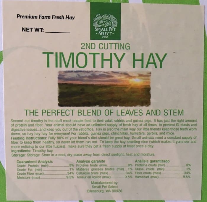 2nd cutting Timothy Hay nutritional values